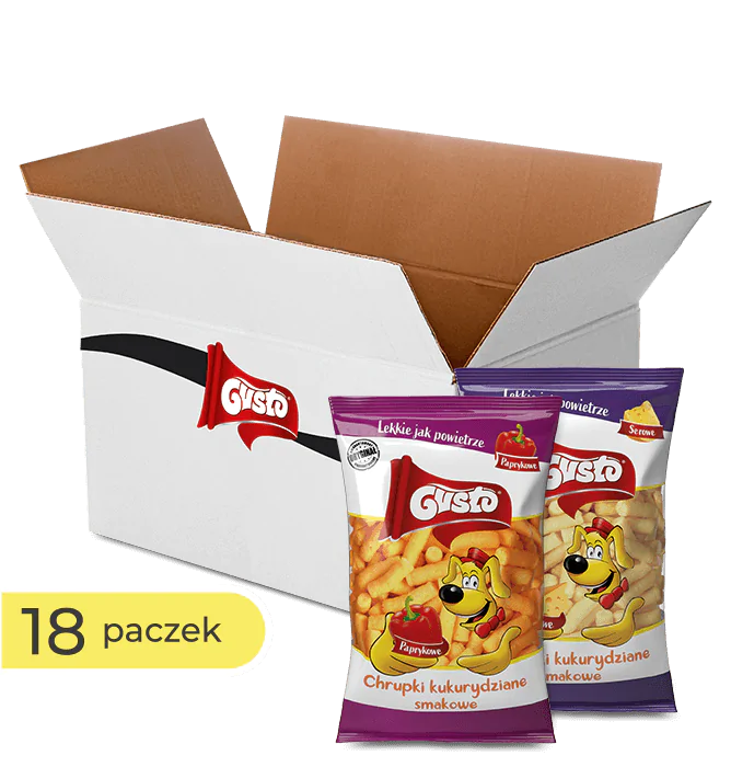 Box Chrupek kukurydzianych GUSTO o smaku paprykowym i serowym 100g