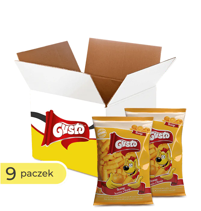 Box Chrupek kukurydzianych GUSTO o smaku pomarańczowym 80g