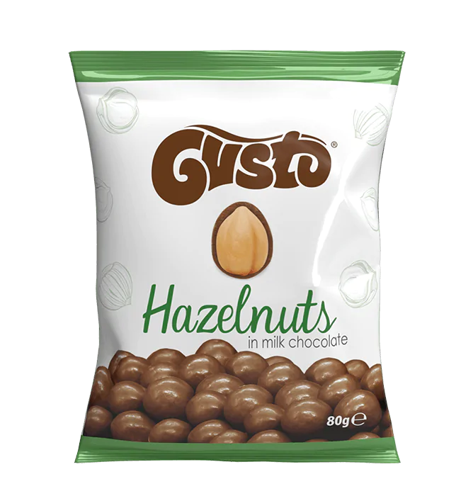 ORZECHY LASKOWE GUSTO OBLANE MLECZNA CZEKOLADA W TOREBCE 80G